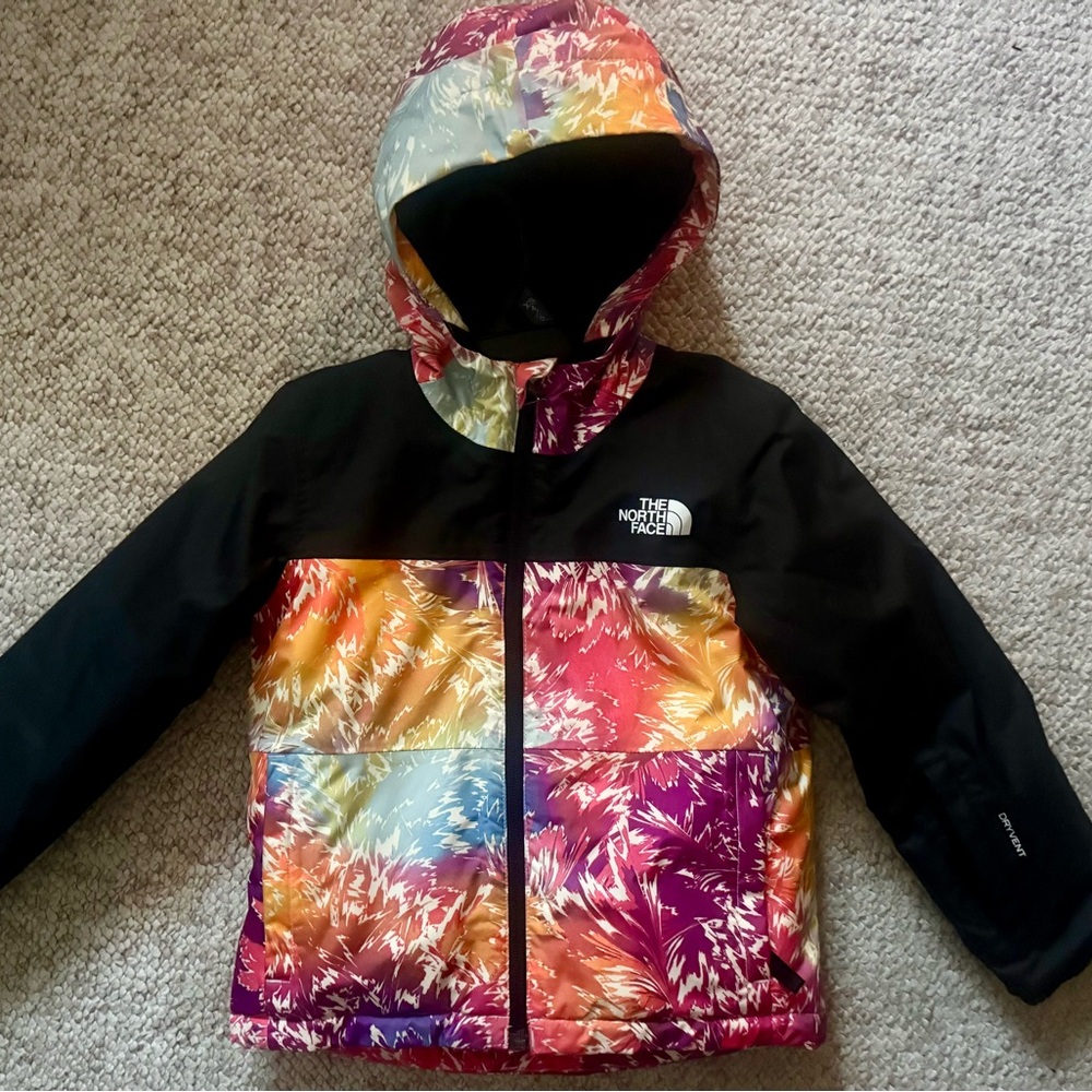 The North Face Black and Red Puffer Jacket with Hood